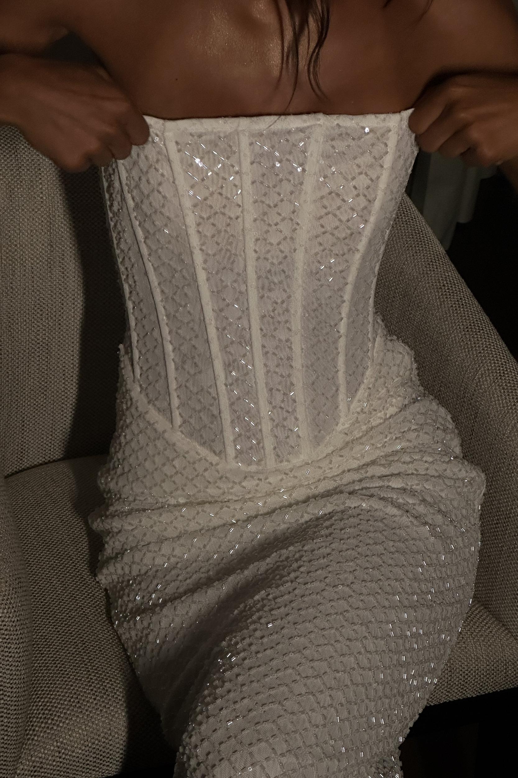 Gemma Strapless Sequin Maxi Dress - White Product Image