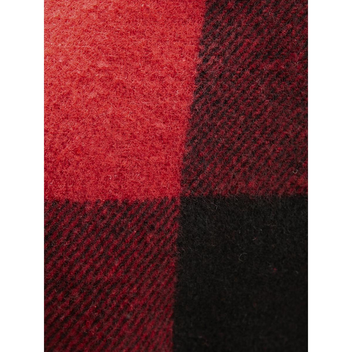 Plus Size Plaid Pocket Button Up Belted Coat Women Red Elegant Cross straps Ladies Dailywear Winter Coats BloomChic 26/4X Product Image