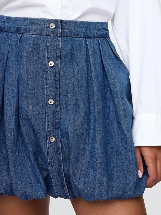 Denim Bubble Mini Skirt Product Image