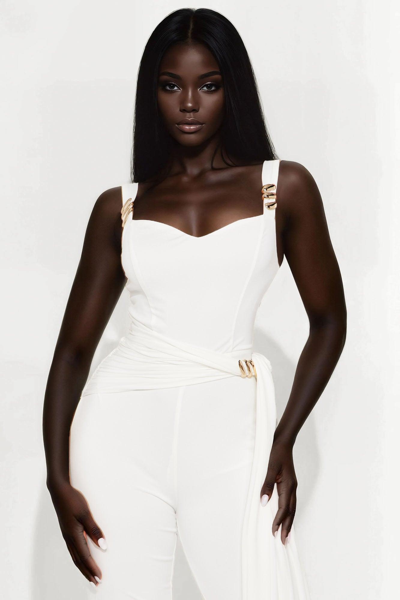Helena Draped Jumpsuit - White Female Product Image