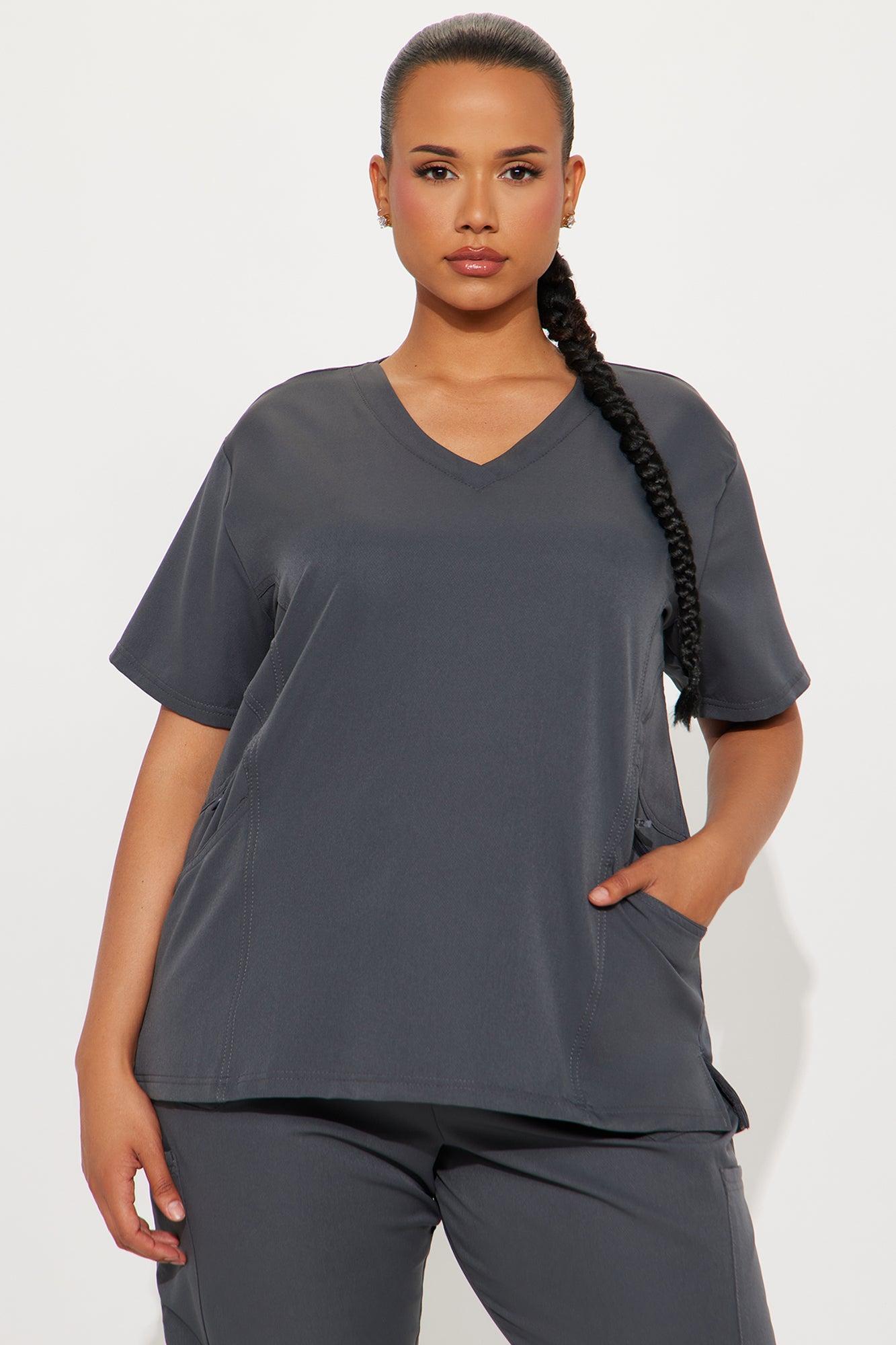 Self Care 4 Way Stretch Scrub Uniform Jogger Set - Charcoal Product Image