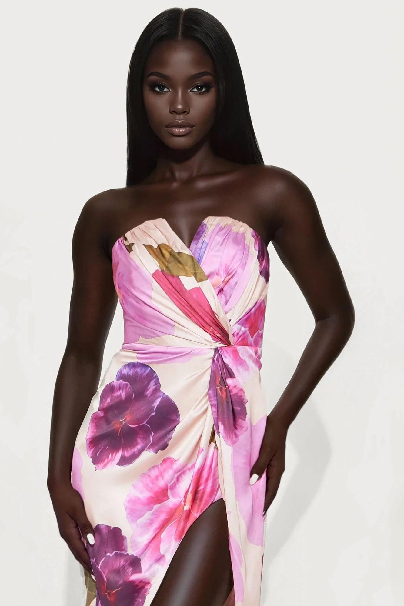 Hopeless Romantic Satin Maxi Dress - Purple/combo Female Product Image