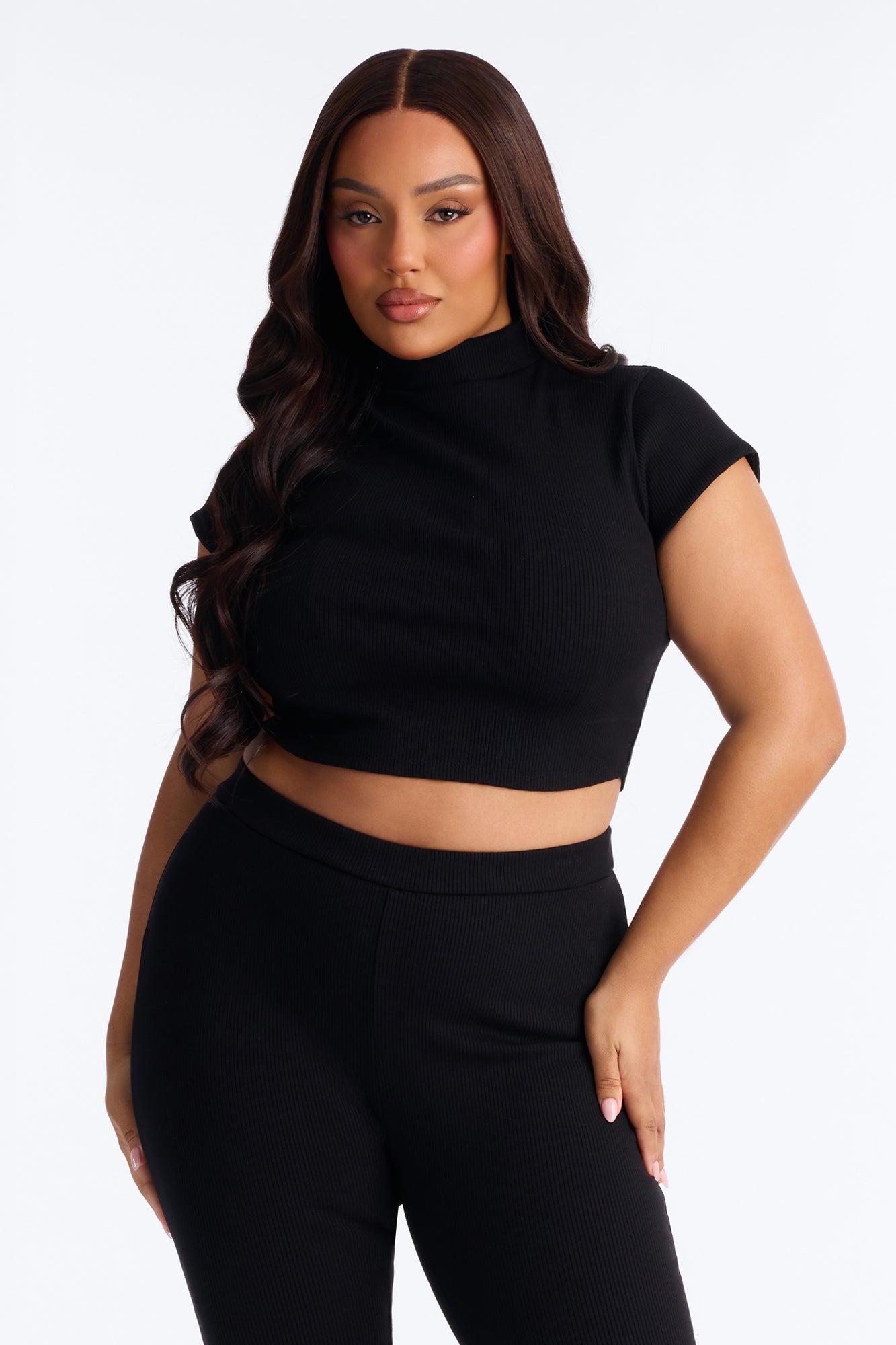 Simply Snatched Mock Neck Legging Set - Black Female Product Image