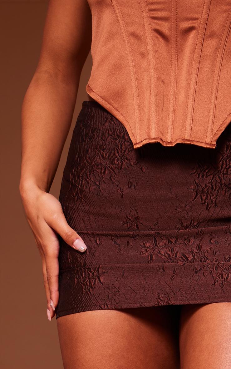 Chocolate Crinkle Jacquard Mini Skirt Product Image