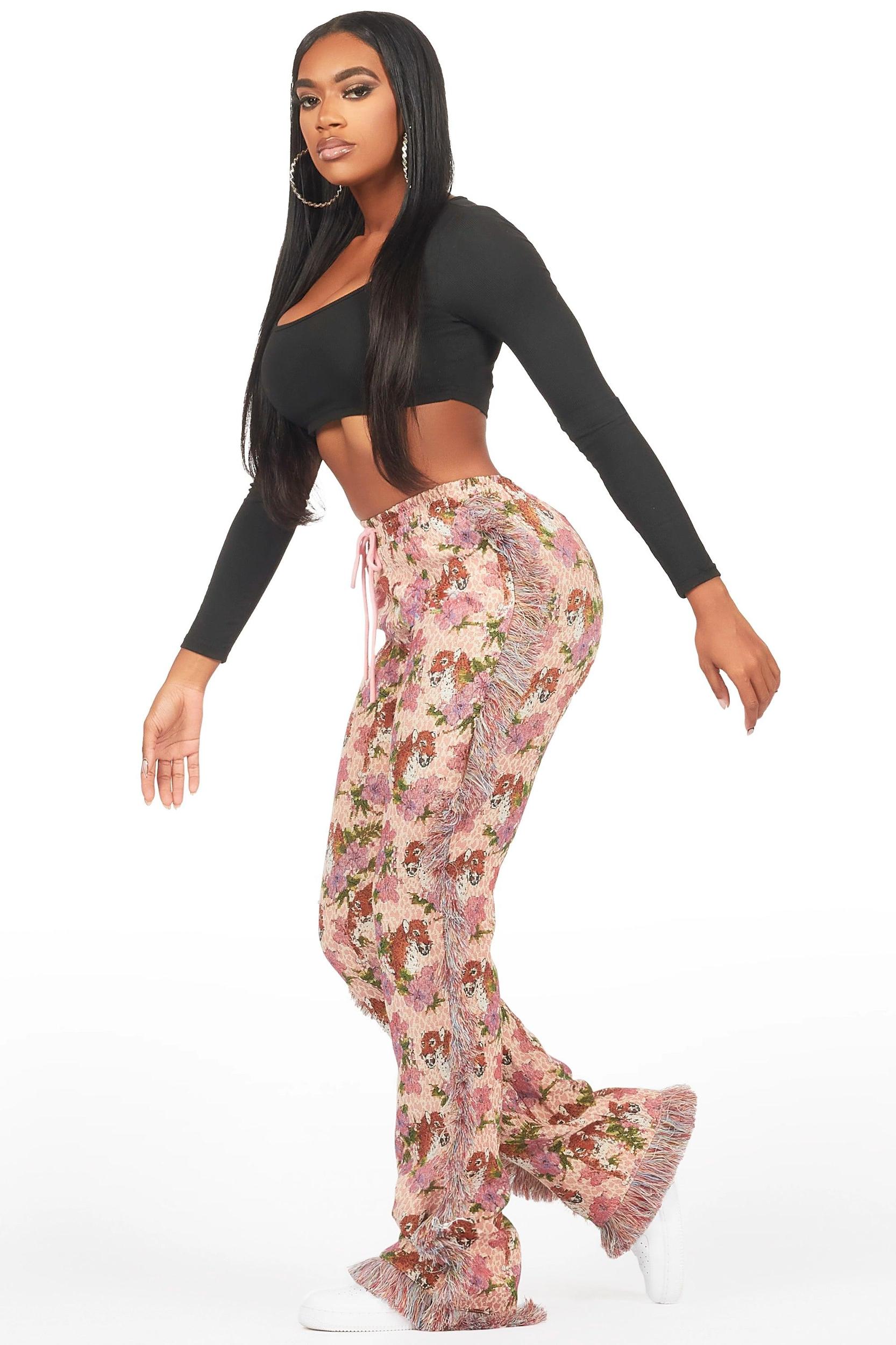 Alexsia Pink Tapestry Stacked Pant Female Product Image