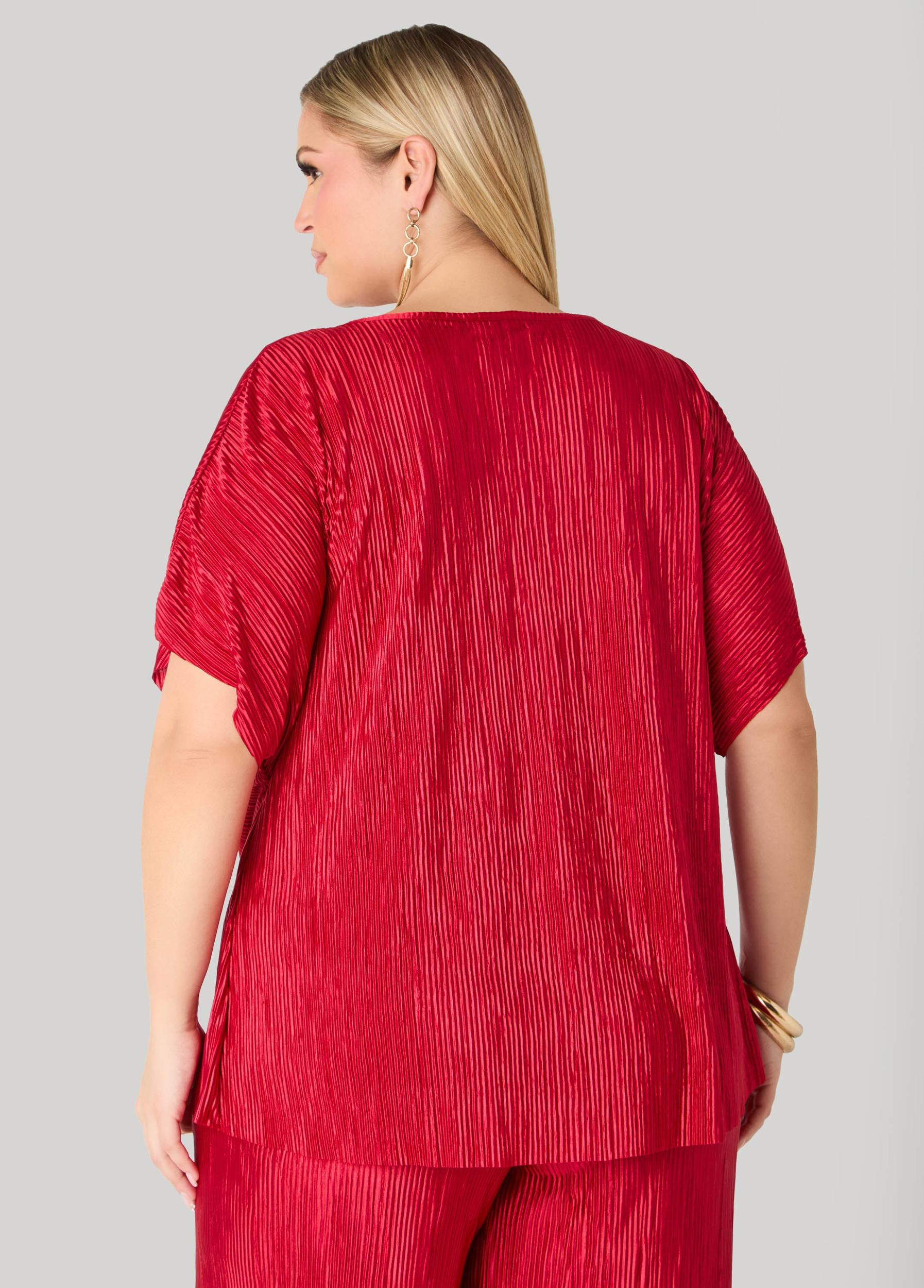 Cowl Neck Plisse Satin Blouse Product Image