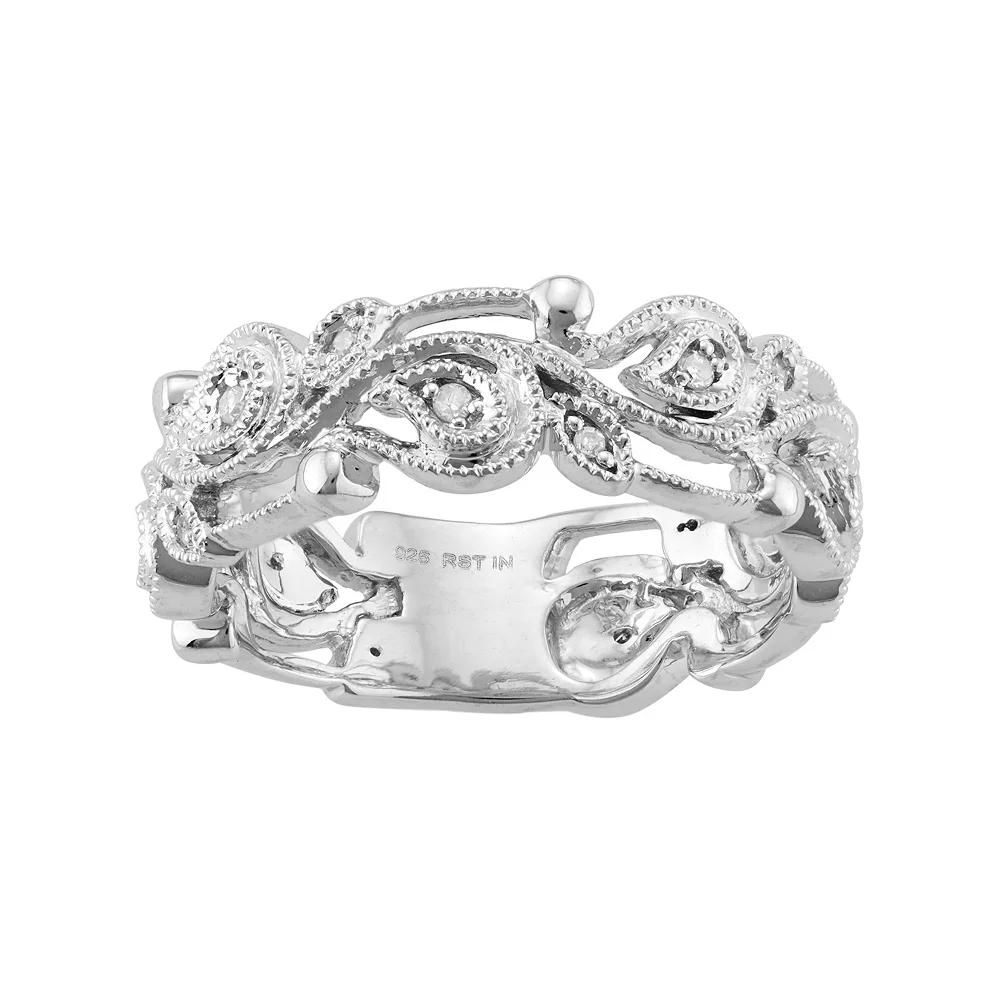 Sterling Silver 1/10 Carat T.W. Diamond Paisley Ring, Women's, Size: 6 Product Image