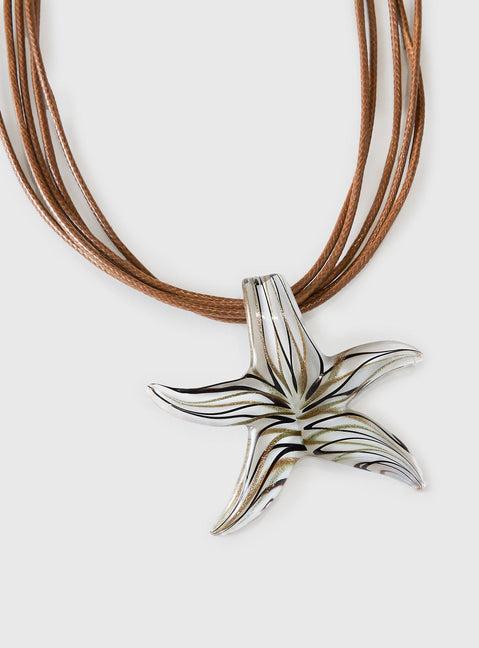 Fire Sign Glass Look Star Pendant Necklace Multi Product Image