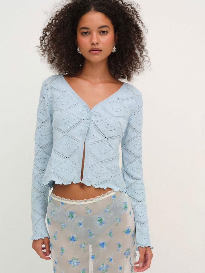 Coco Knit Cardigan — Baby Blue Product Image