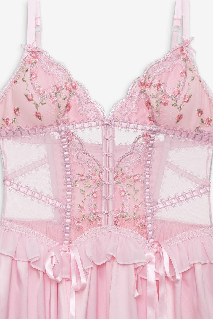 Ily Embroidered Slip Dress — Pink Product Image