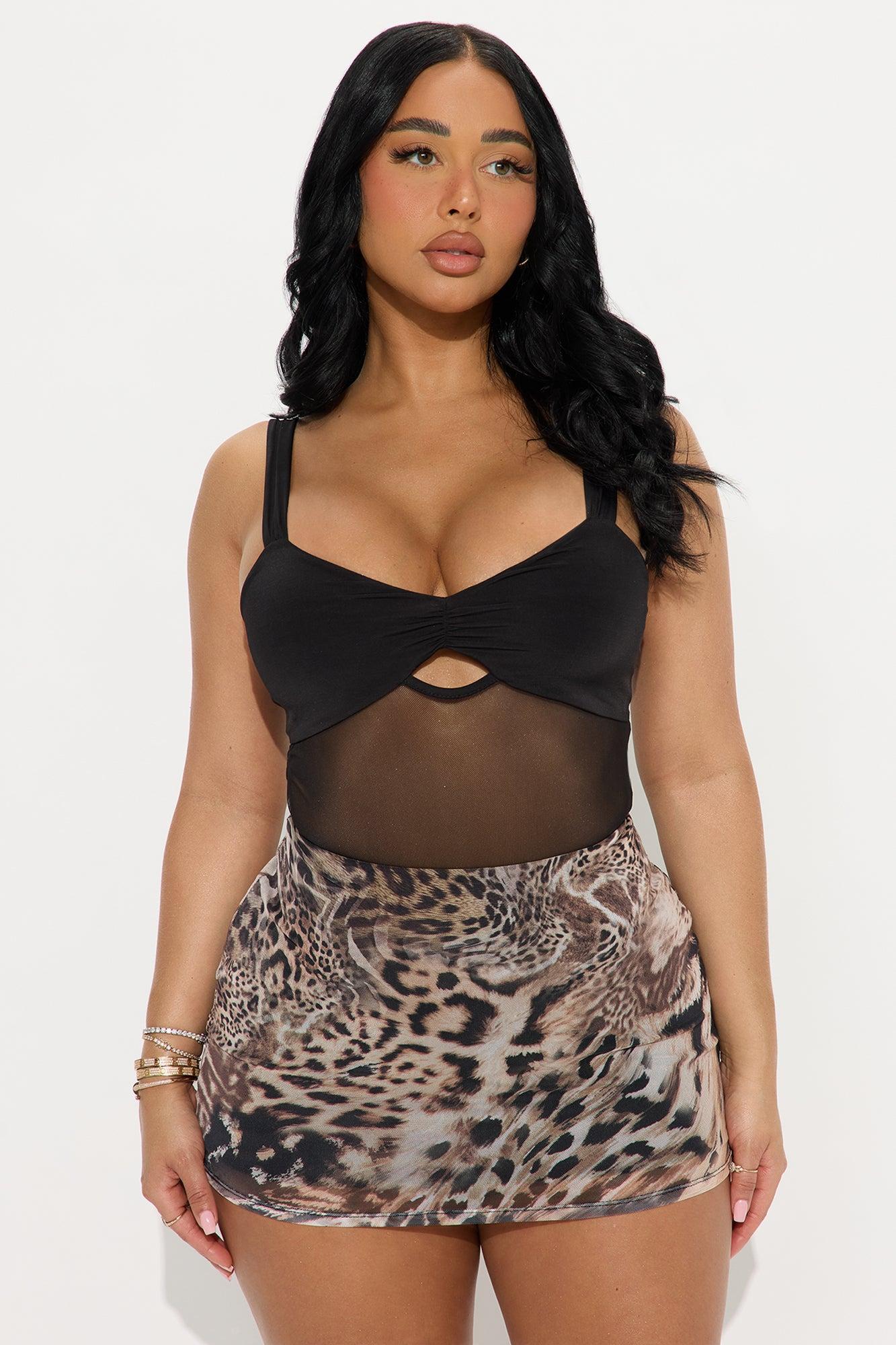 Alluring Mesh Cut Out Ruched Bodysuit - Black Product Image