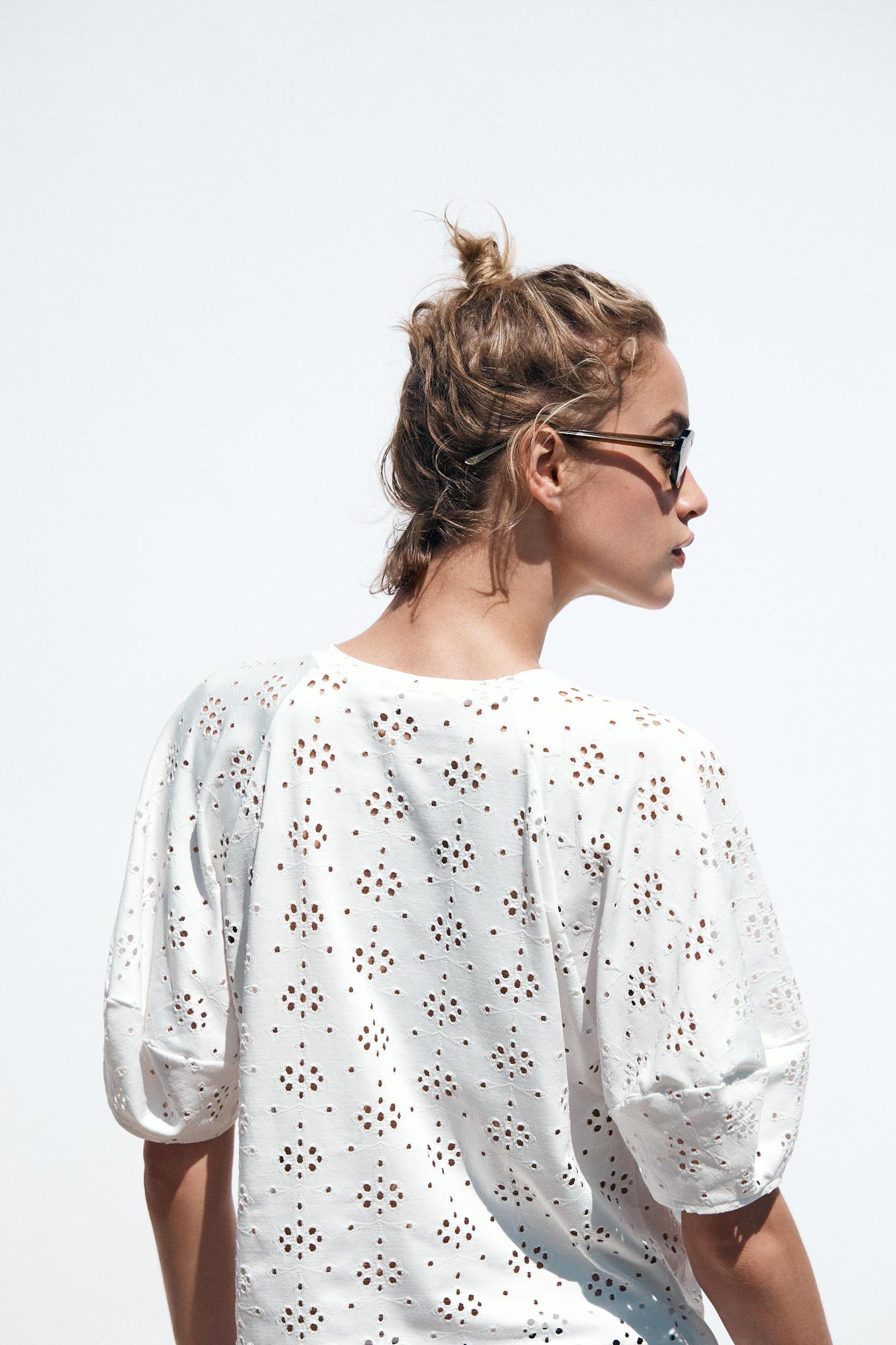 PERFORATED EMBROIDERY T-SHIRT Product Image