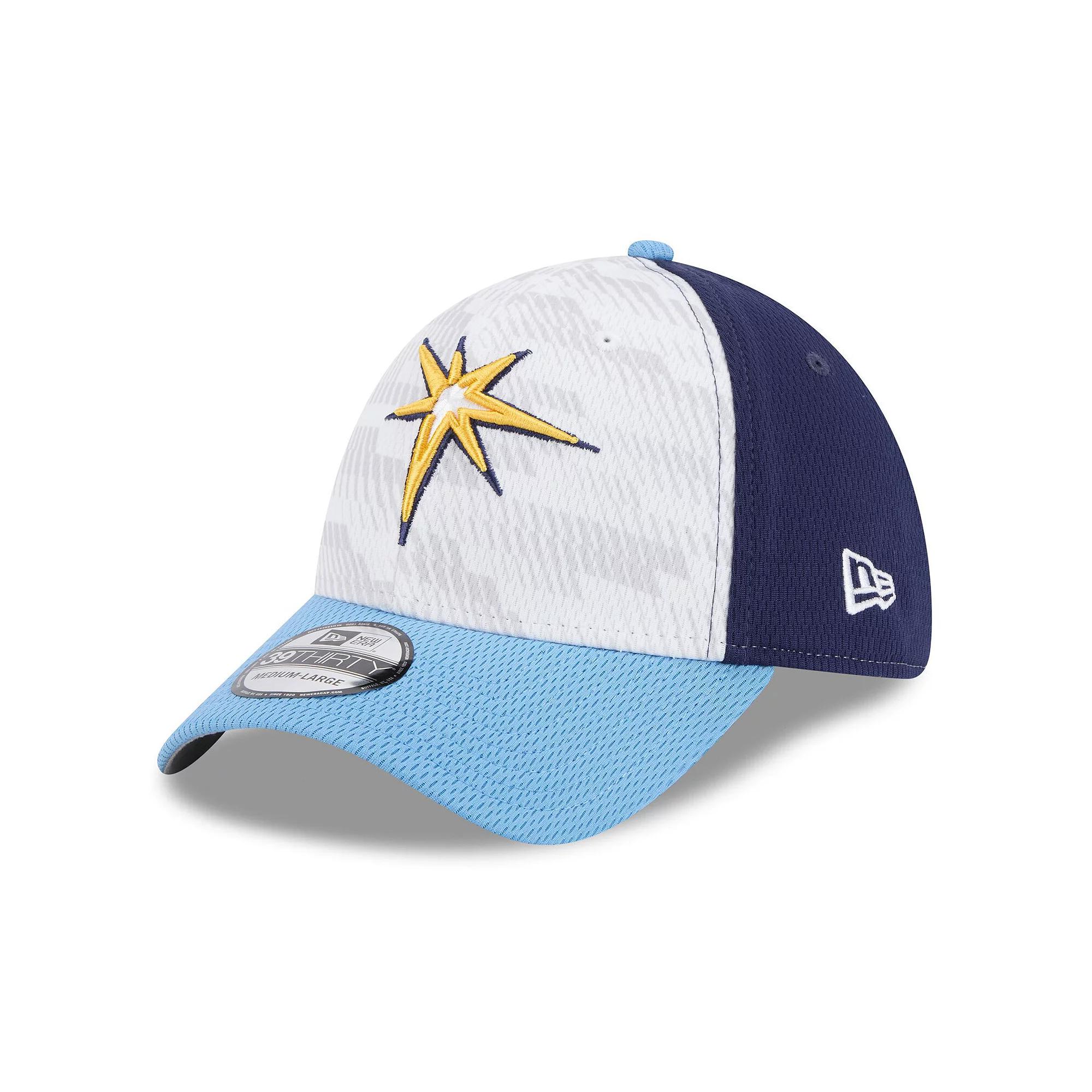Men's New Era Navy/Light Blue Tampa Bay Rays 2025 MLB Clubhouse 39THIRTY Flex Hat, Size: Large/XL Product Image