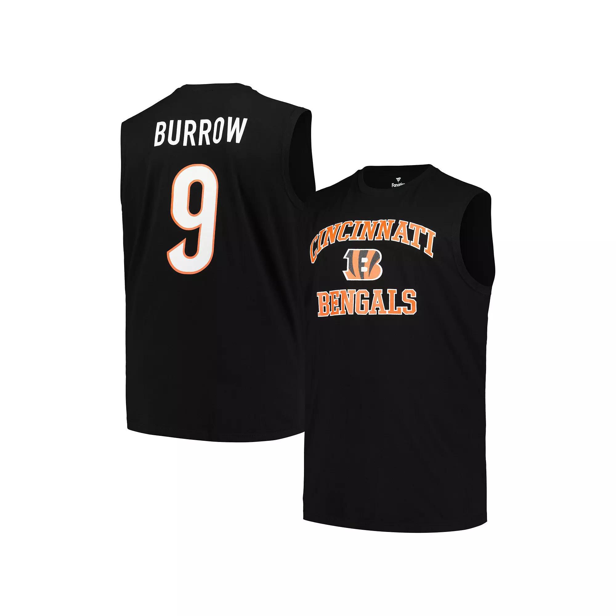 Men's Fanatics Branded Joe Burrow Black Cincinnati Bengals Big & Tall Muscle Tank Top,  Product Image