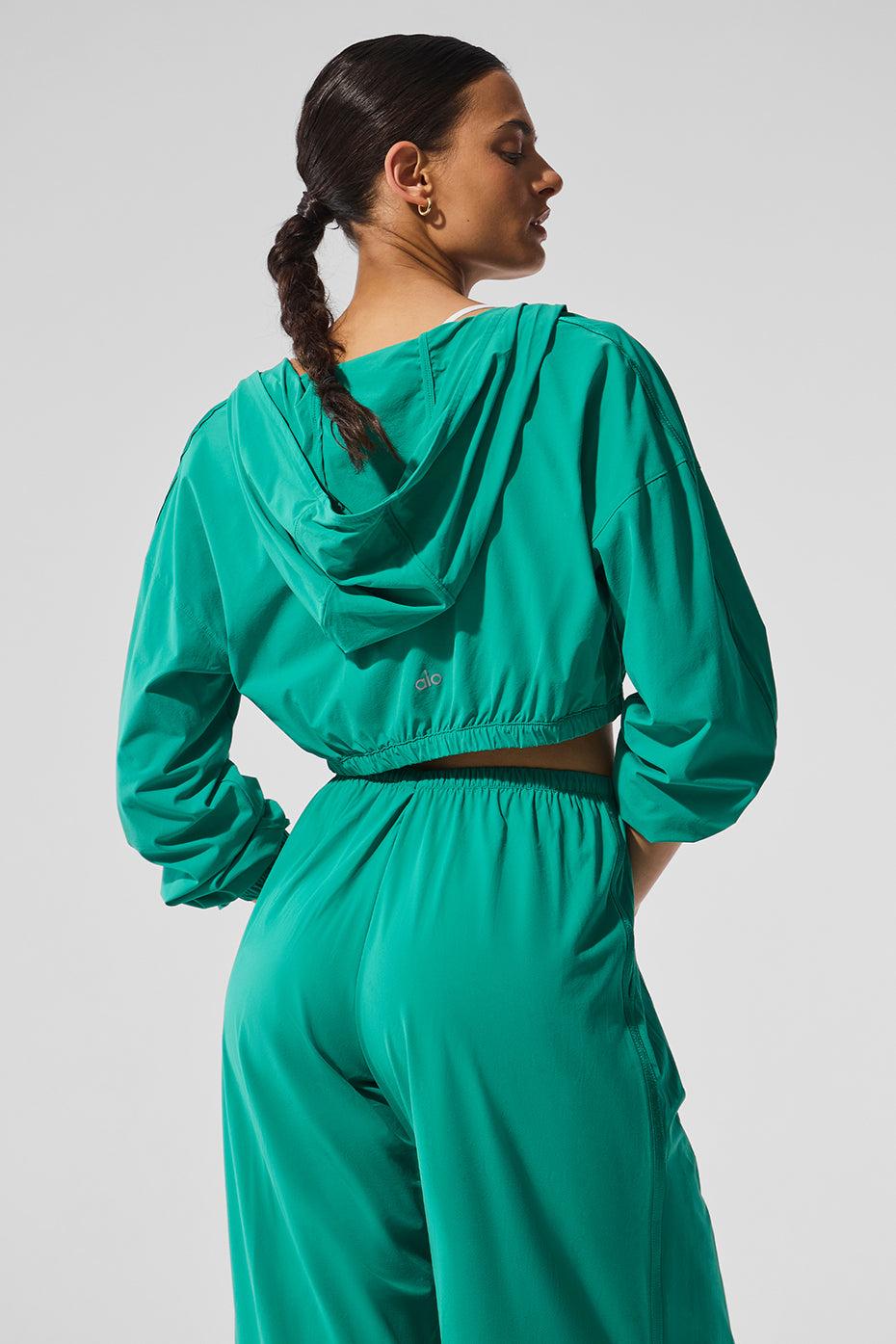 Cropped Breezy Full-Zip Hoodie - Spruce Green Product Image