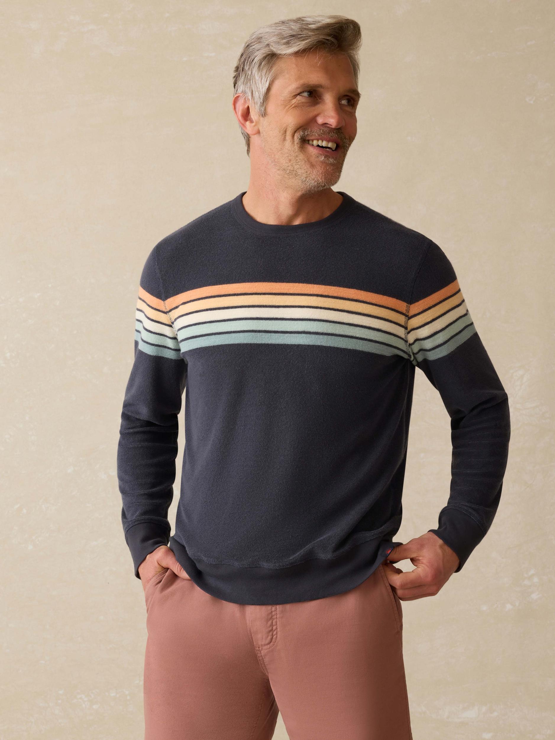 Cabana Towel Terry Crewneck - Seacoast Sunrise Stripe Male Product Image