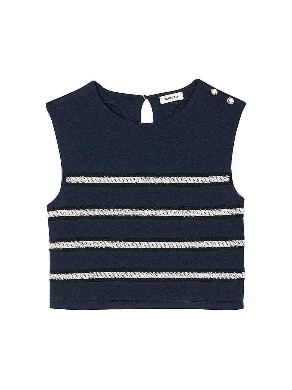 Womens Sleeveless Striped T-Shirt Product Image