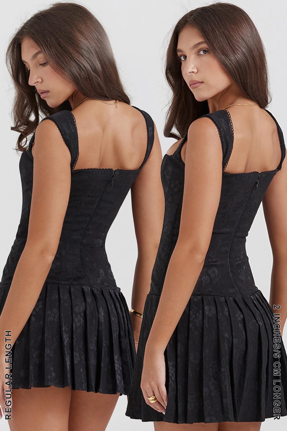 Talia  black pleated mini dress Product Image