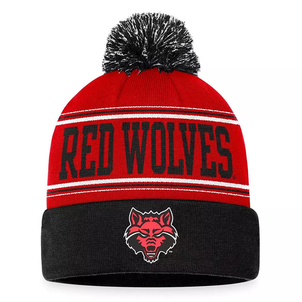 Men's Top of the World Scarlet Arkansas State Red Wolves Draft Cuffed Knit Hat with Pom, Ars Red Product Image