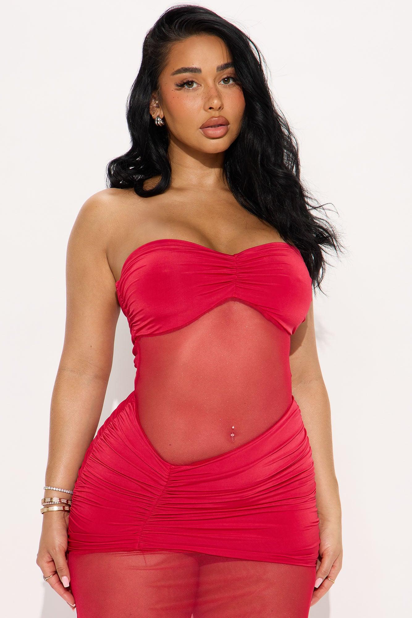Sierra Mesh Maxi Dress - Red Product Image
