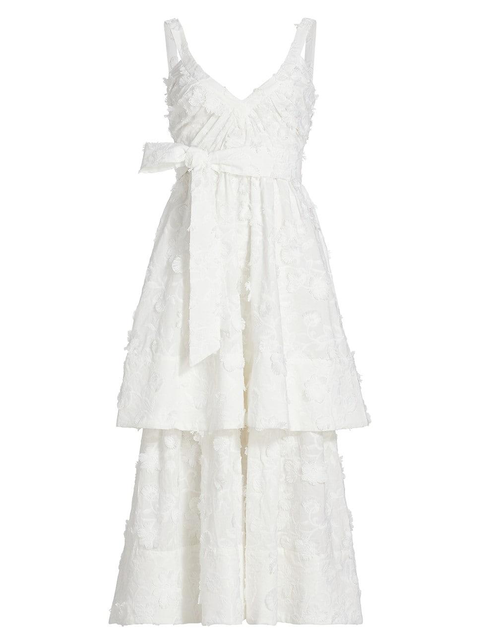 Womens Monet Cotton Floral Appliqu Midi-Dress Product Image