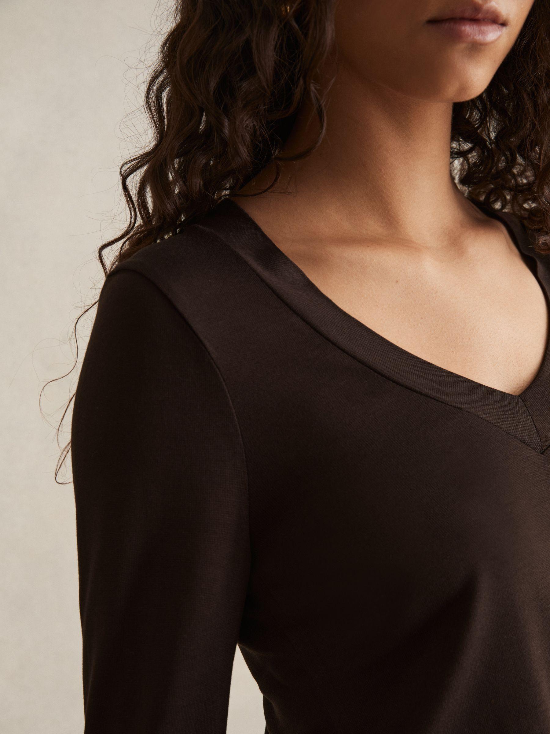 Jersey V-Neck Top in Chocolate Product Image