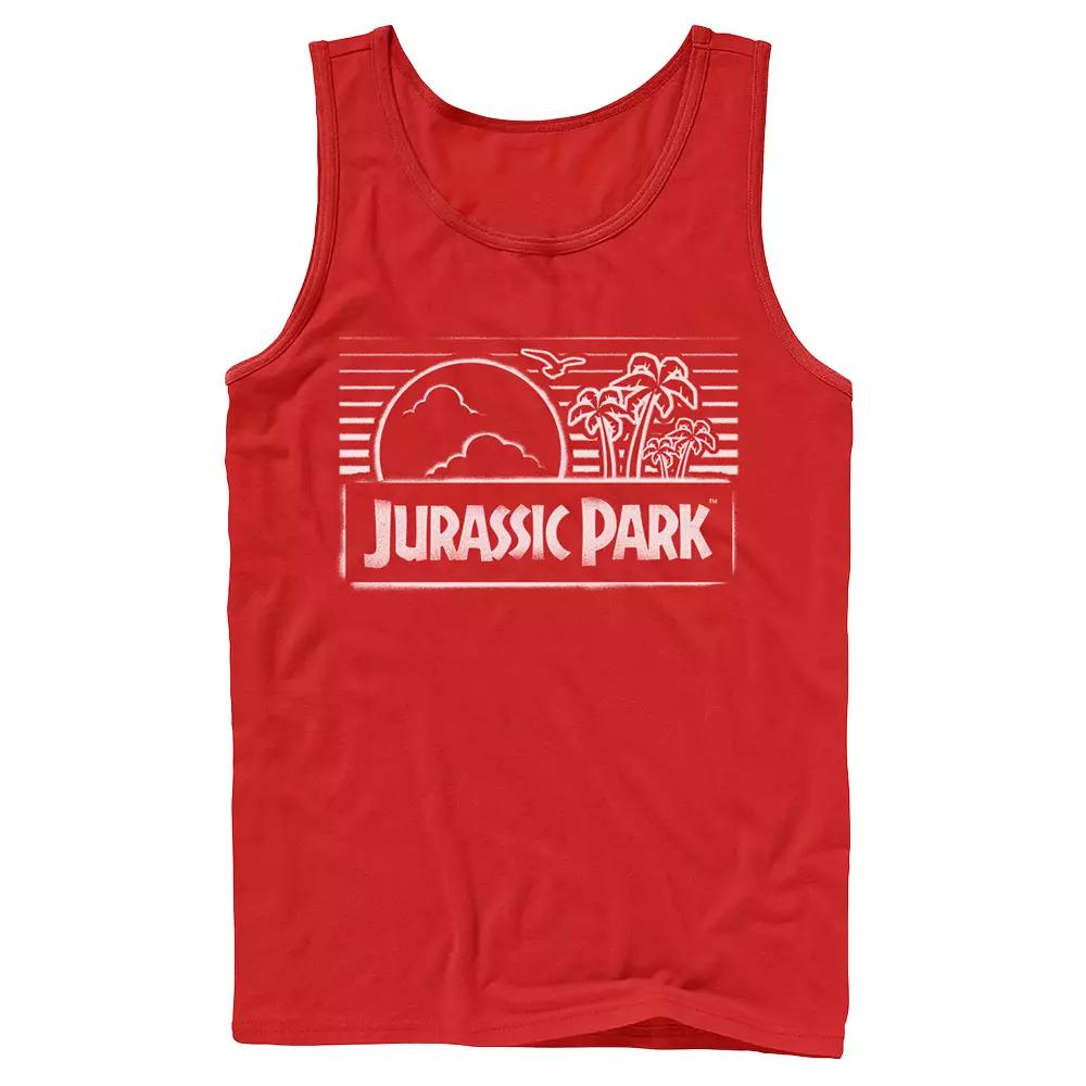 Men's Jurassic Park Spray Painted Stencil Logo Tank Top,  Product Image