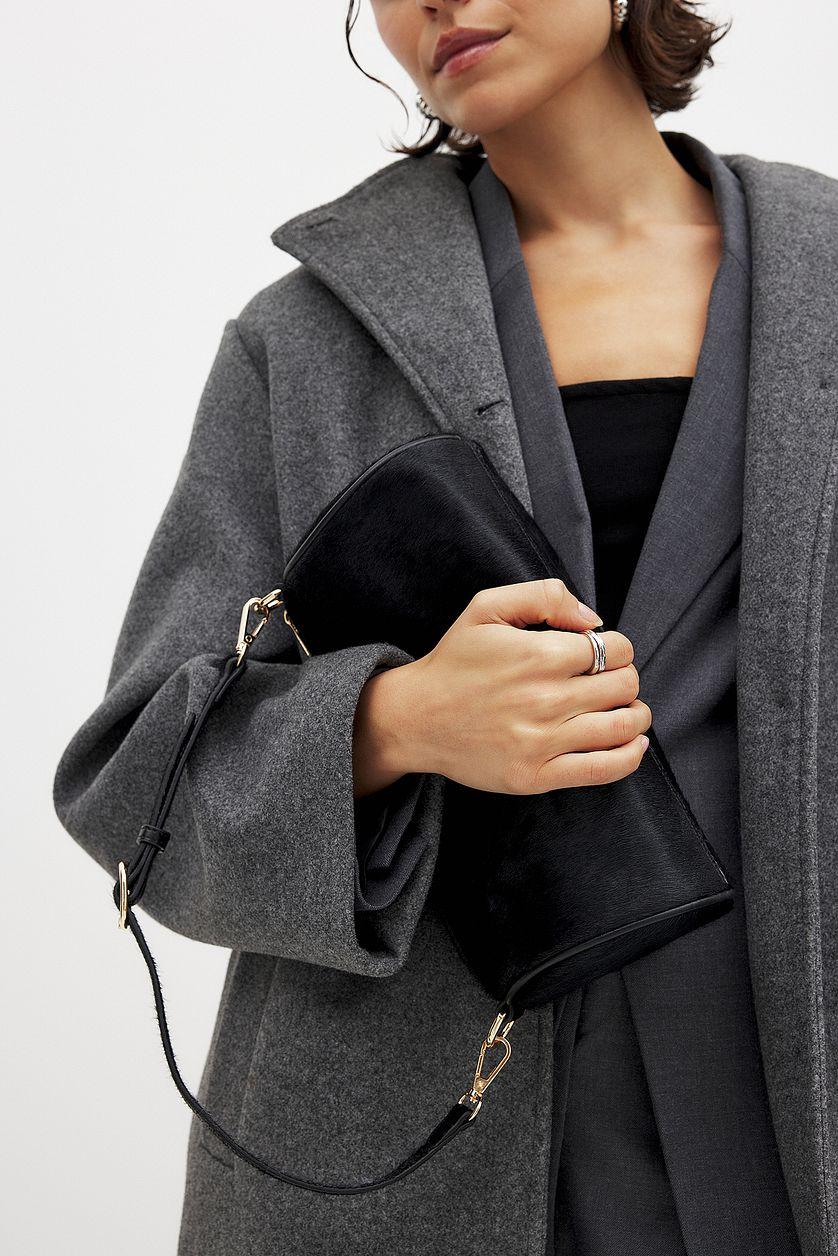 Leather Cylinder Shoulder Bag Black Product Image