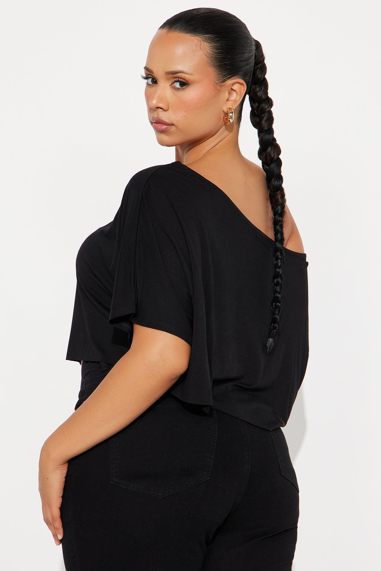 Modal Off Shoulder Cropped Top - Black Female Product Image