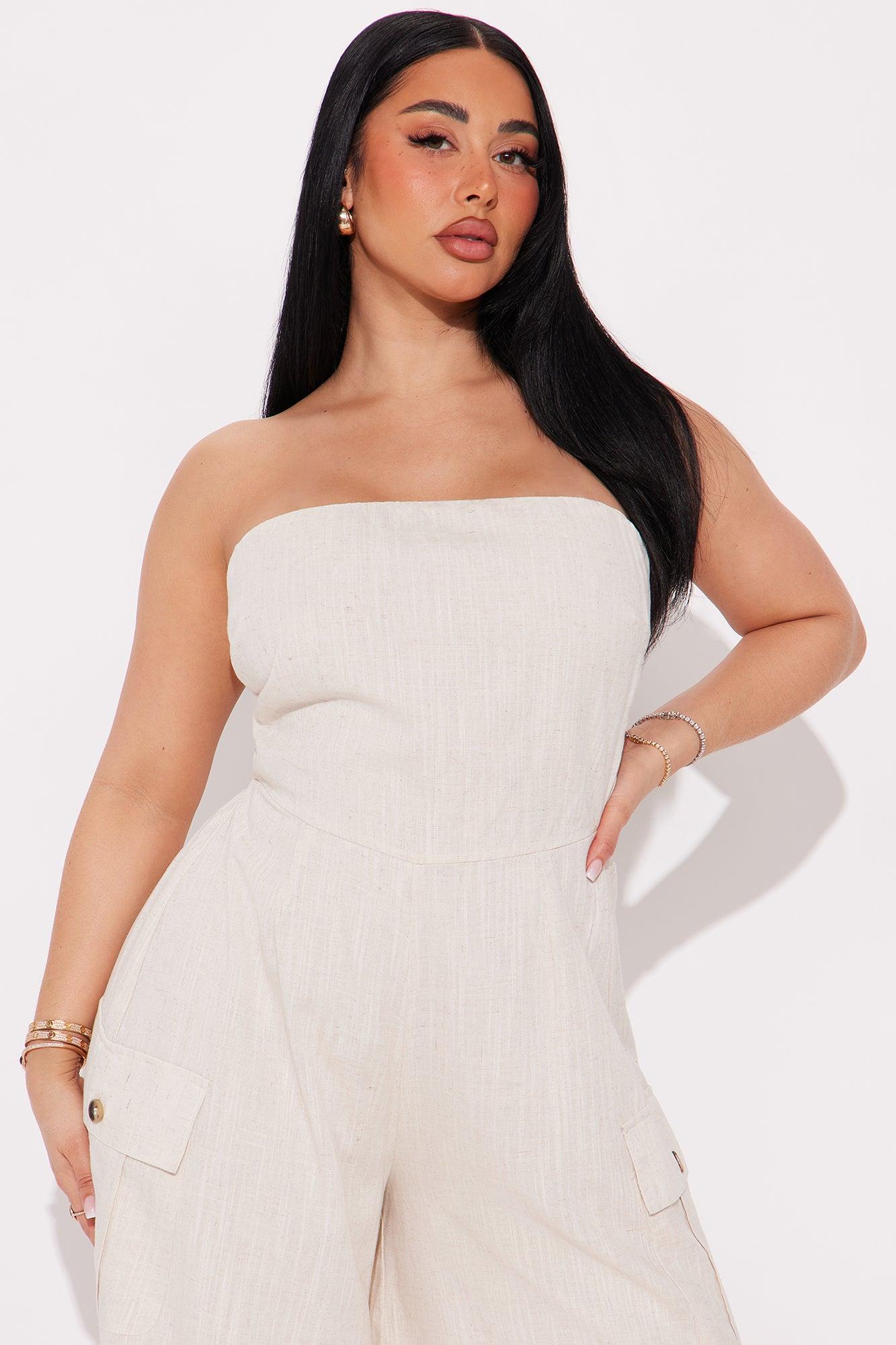 Sasha Linen Jumpsuit - Oatmeal Product Image