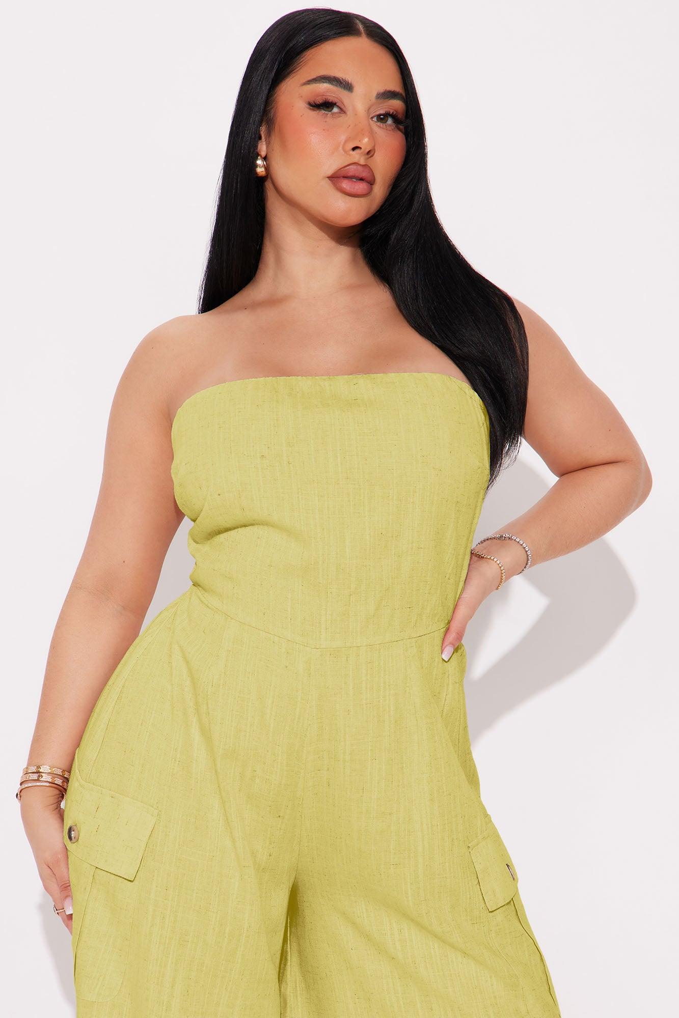 Sasha Linen Jumpsuit - Chartreuse Product Image