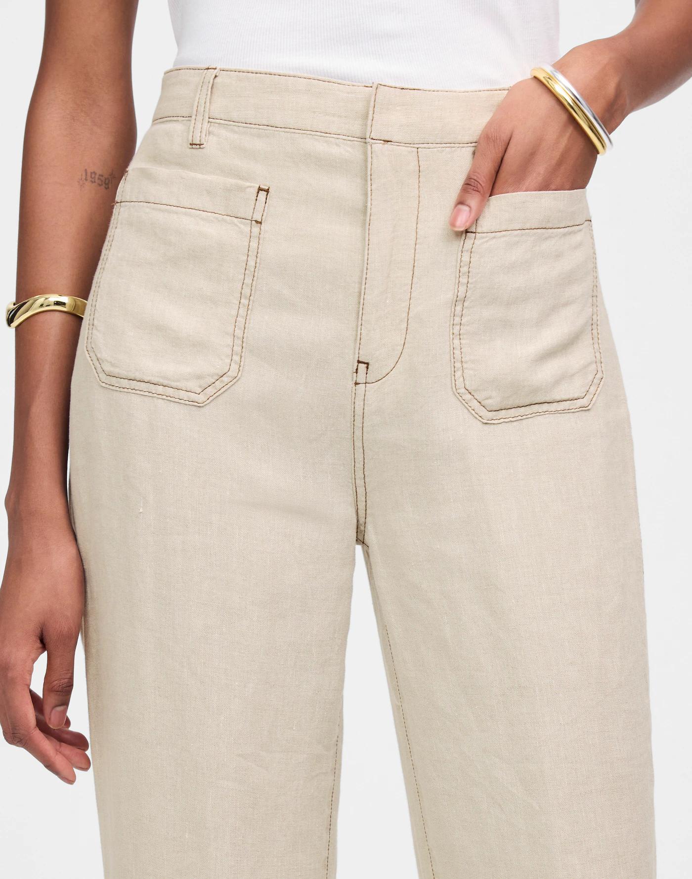 Patch Pocket Flare Pant in 100% Linen Product Image