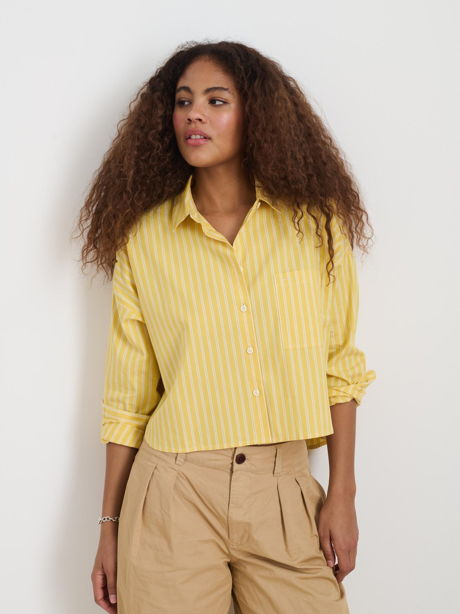 Cropped Jo Striped Shirt In Oxford Product Image