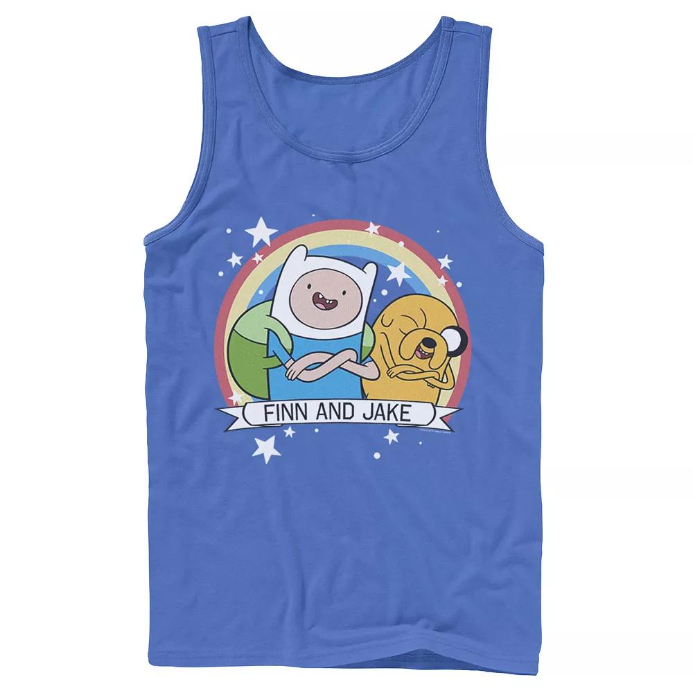 Men's Cartoon Network Adventure Time Finn & Jake Rainbow Banner Tank Top,  Product Image