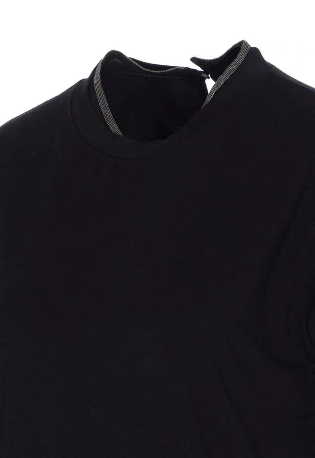 BRUNELLO CUCINELLI Women Stretch Cotton Jersey T-shirt With Precious Faux-layering In Black Product Image