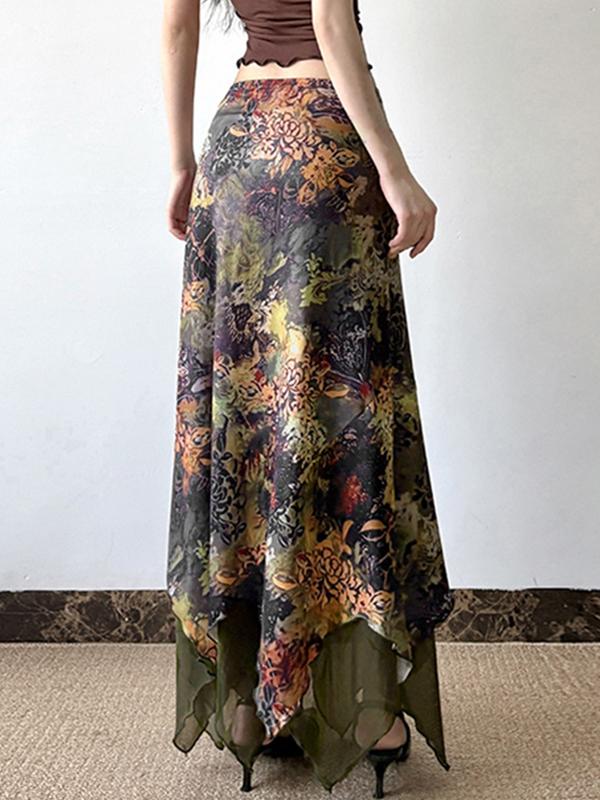 Mori Botanical Floral Print Maxi Skirt Product Image