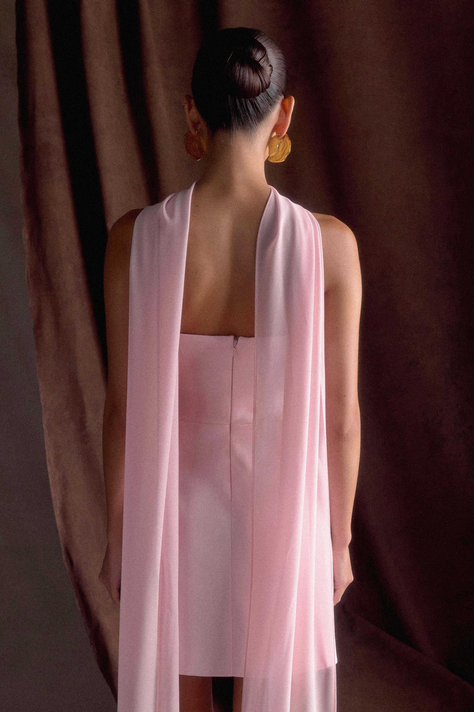 Orellia Strapless Suiting Mini Dress - Soft Pink Product Image