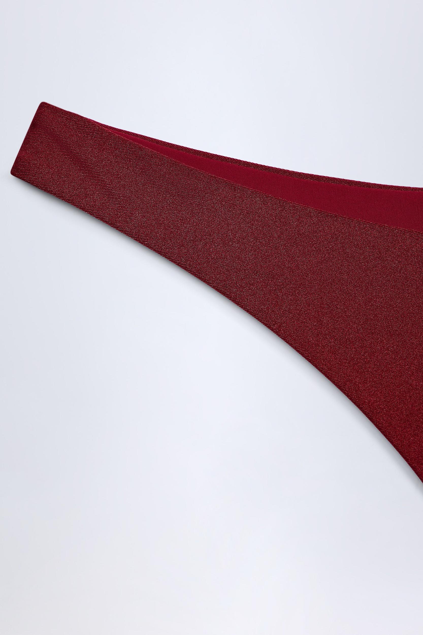 Bead-Embellished Cut-Out Bandeau Swimsuit in Dark Cherry Product Image