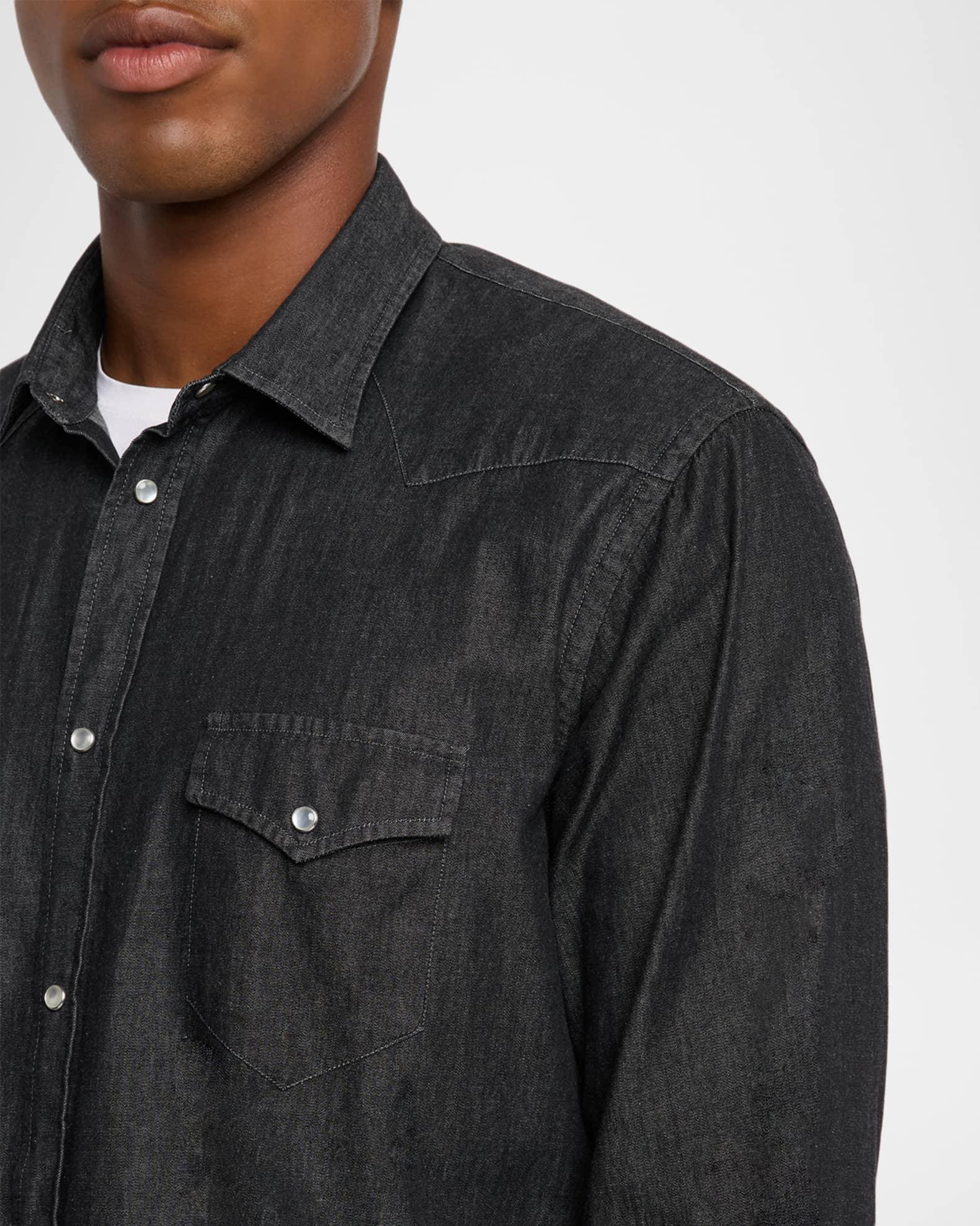 Men's Denim Western Button-Down Shirt Product Image