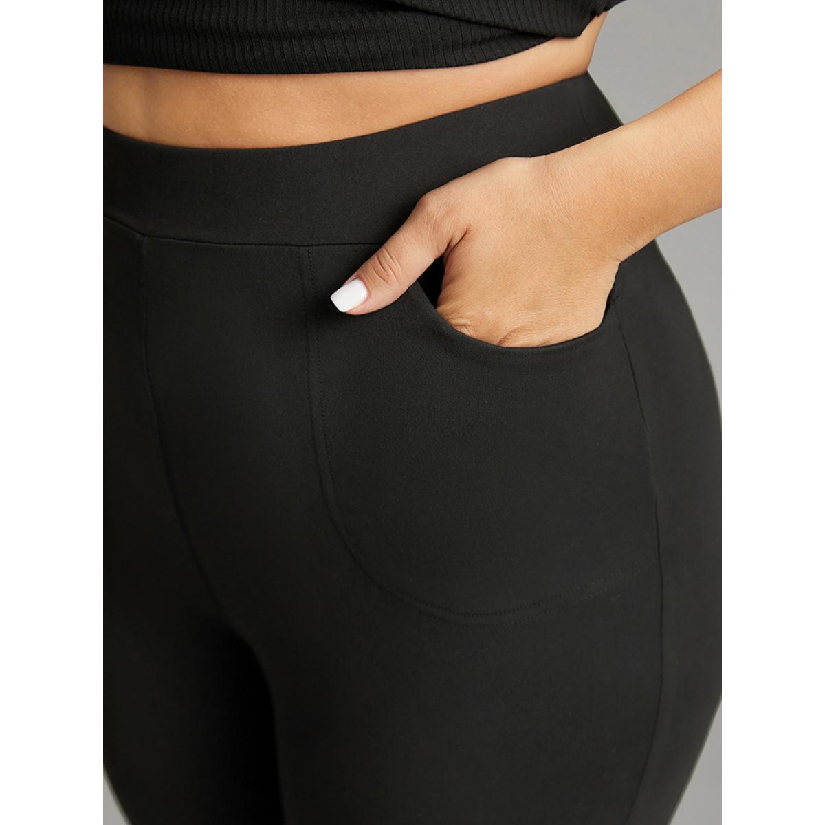 Plus Size Rhinestone High Rise Skinny Leggings Women Black Elegant High stretch Skinny High Rise Dailywear Leggings BloomChic 12/L Product Image