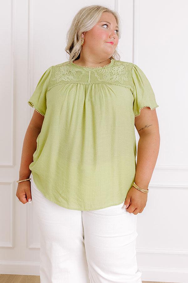Easy Going Lace Top in Lime Punch Curves Product Image