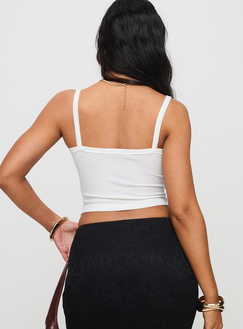 Essentials Ruched Rib Cami Top White Product Image