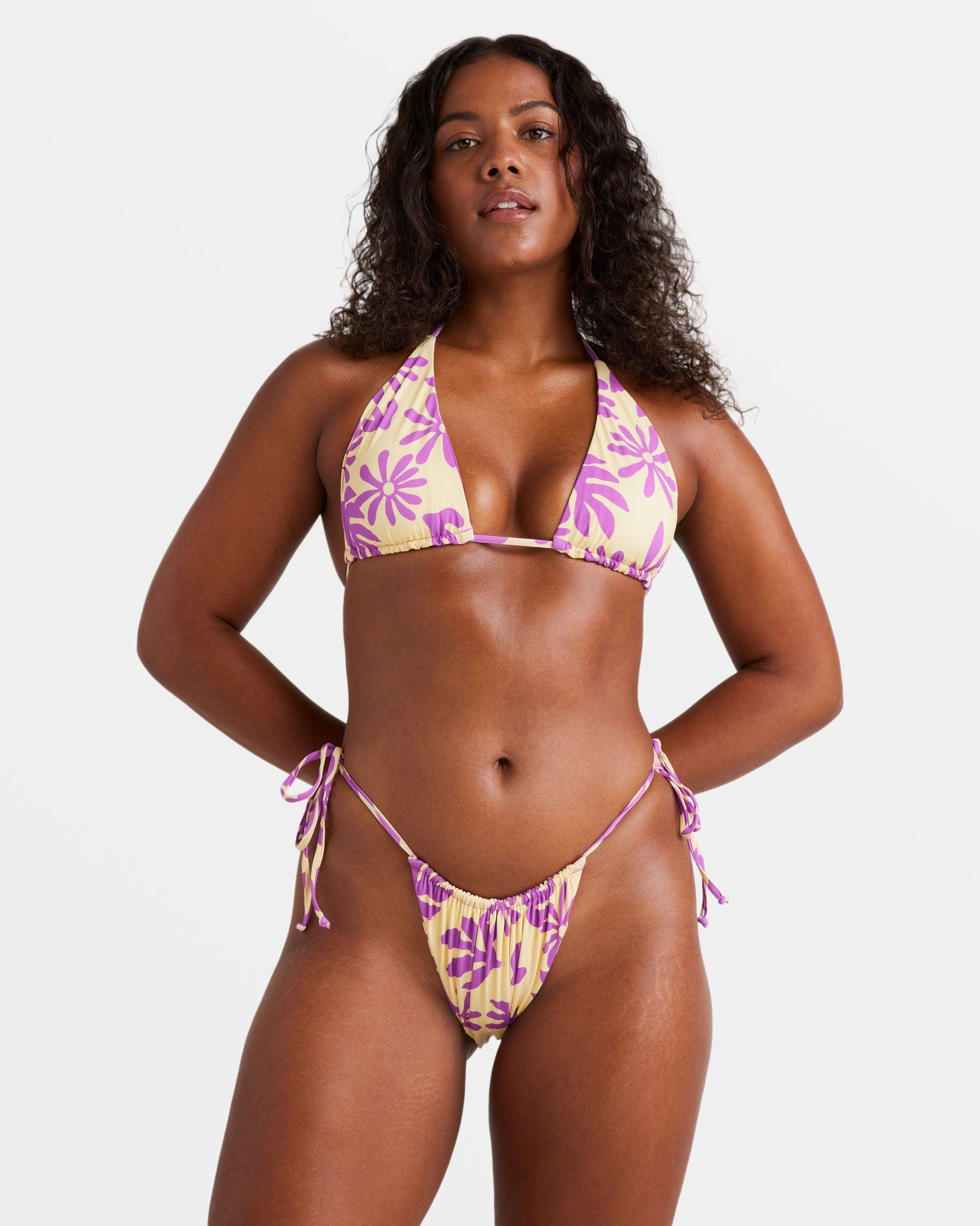 Deep Sea Daisy Side-Tie Skimpy Bikini Bottoms - Multi Female Product Image