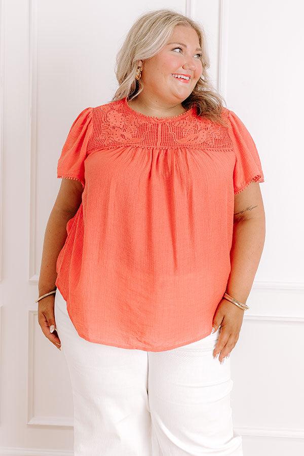 Easy Going Lace Top in Coral Curves Product Image