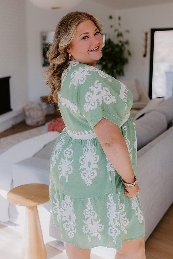 Resort Chic Mini Dress in Green Curves Product Image