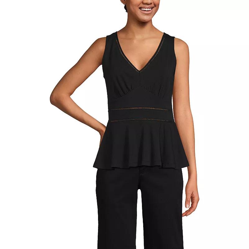 Women's Lands' End Lightweight Jersey Peplum V-Neck Tank Top,  Product Image