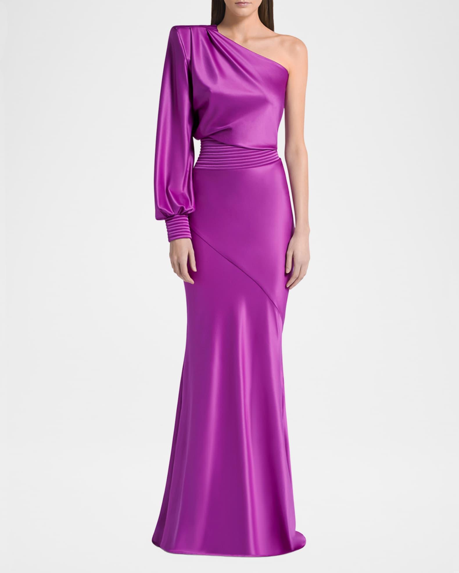 Don't Look Now Draped One-Shoulder Satin Gown Product Image