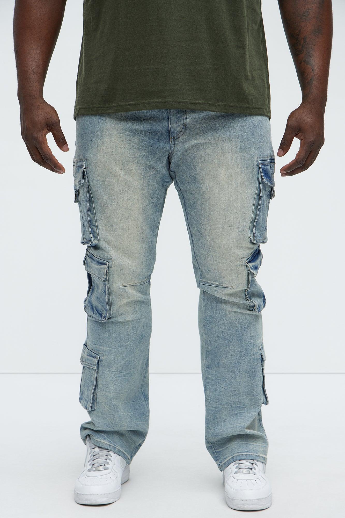 Bidding Skinny Flare Cargo Jeans - Light Wash Product Image
