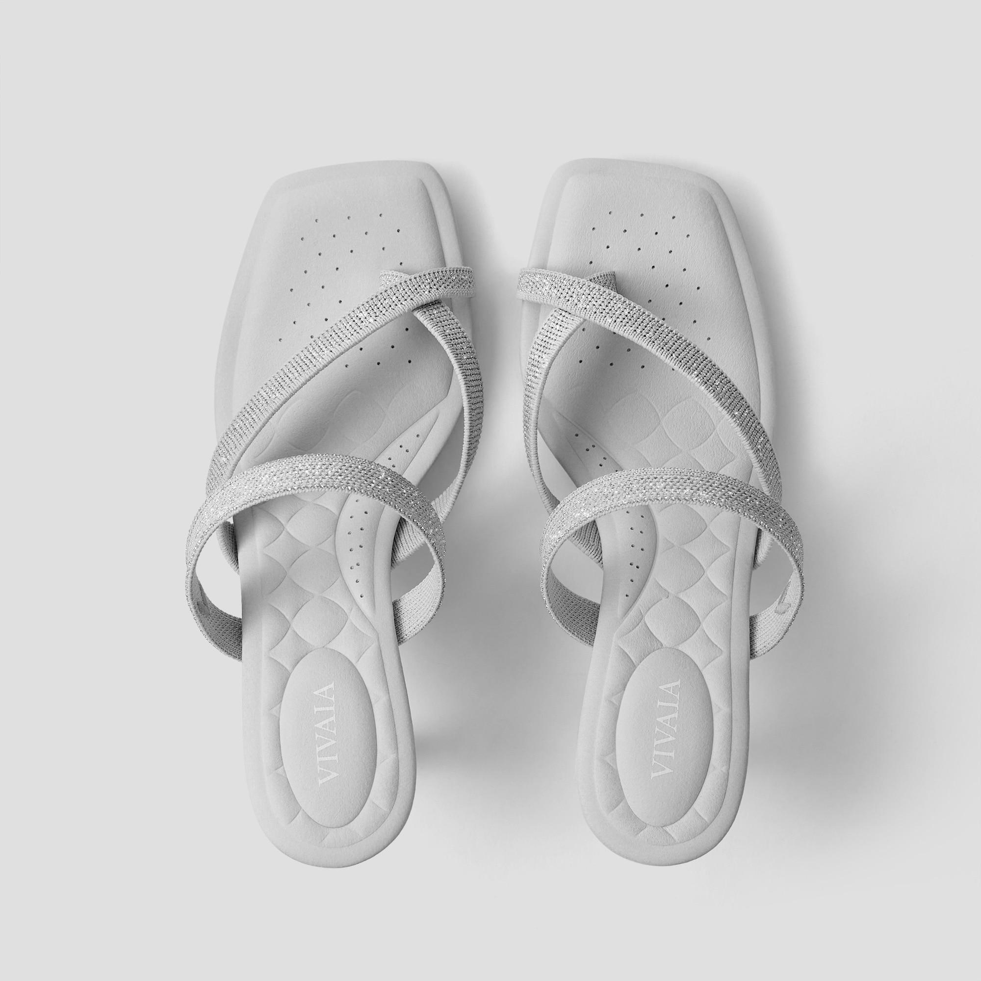 Square-Toe Mid Heel Strappy Sandals (Alina) Product Image