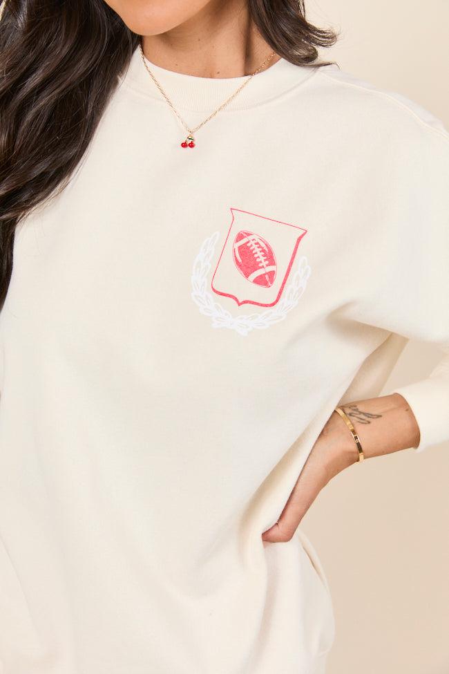 Meet Me At The Tailgate Cream Graphic Sweatshirt Product Image